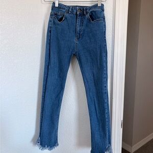 High-Rise Straight Leg Jeans in Medium Blue